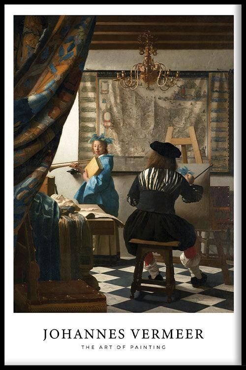 Walljar - Johannes Vermeer - De Schilderkunst - Poster met lijst / 20 x 30 cm