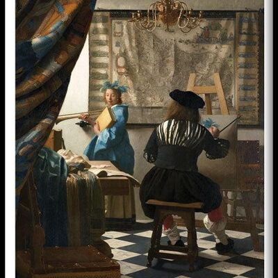 Walljar - Johannes Vermeer - Die Kunst der Malerei - Poster mit Rahmen / 20 x 30 cm