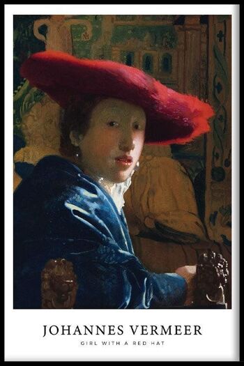 Walljar - Johannes Vermeer - Girl With The Red Hat - Affiche avec cadre / 20 x 1