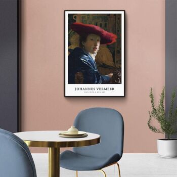 Walljar - Johannes Vermeer - Girl With The Red Hat - Affiche avec cadre / 20 x 3
