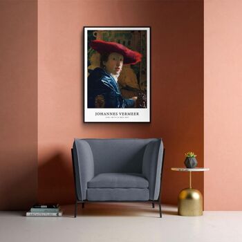Walljar - Johannes Vermeer - Girl With The Red Hat - Affiche avec cadre / 20 x 4