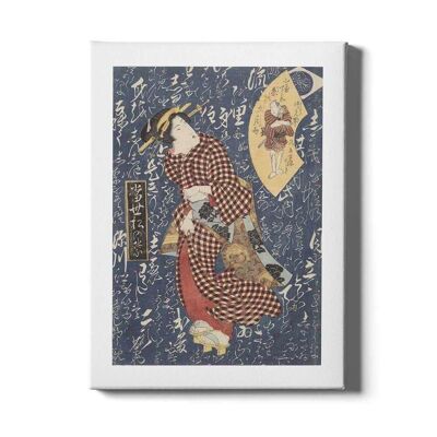 Walljar - Keisai Eisen - Karierte Geisha - Leinwand / 30 x 45 cm
