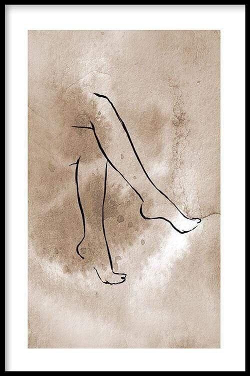 Walljar - Legs Line Art - Poster met lijst / 20 x 30 cm