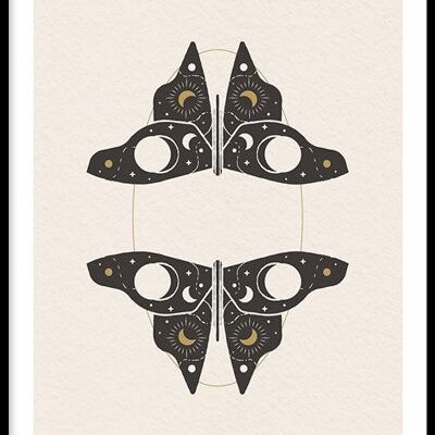 Walljar - Moon Star Butterfly - Poster mit Rahmen / 20 x 30 cm