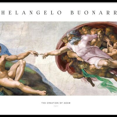 Walljar - Michelangelo Buonarroti - La creación de Adán - Póster con marco /