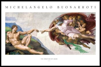 Walljar - Michelangelo Buonarroti - La Création d'Adam - Affiche avec cadre / 1