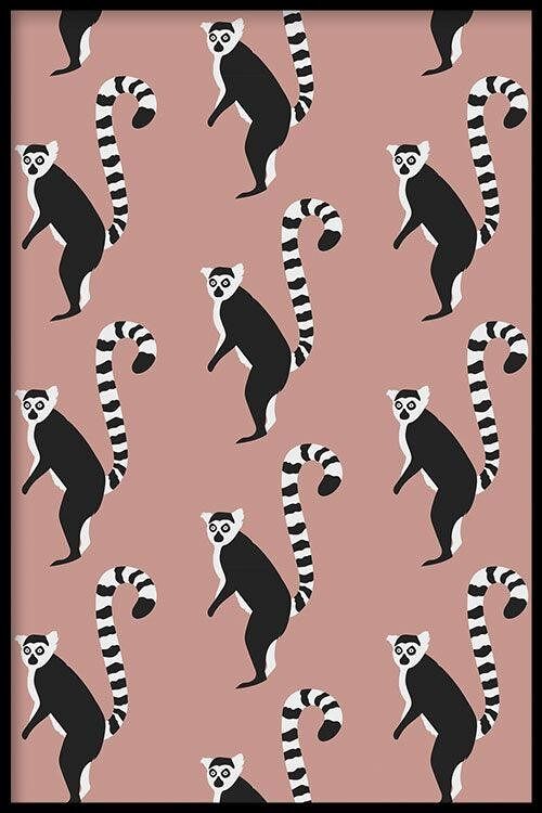 Walljar - Monkey Pattern - Poster met lijst / 40 x 60 cm