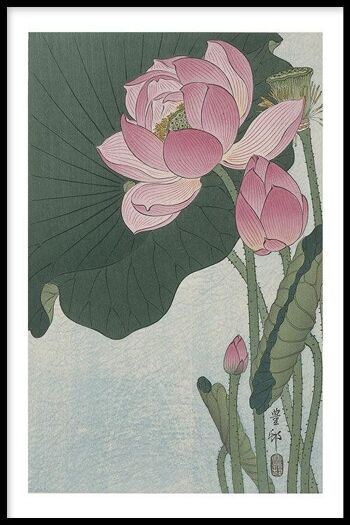 Walljar - Ohara Koson - Fleur de Lotus - Affiche avec cadre / 20 x 30 cm 1