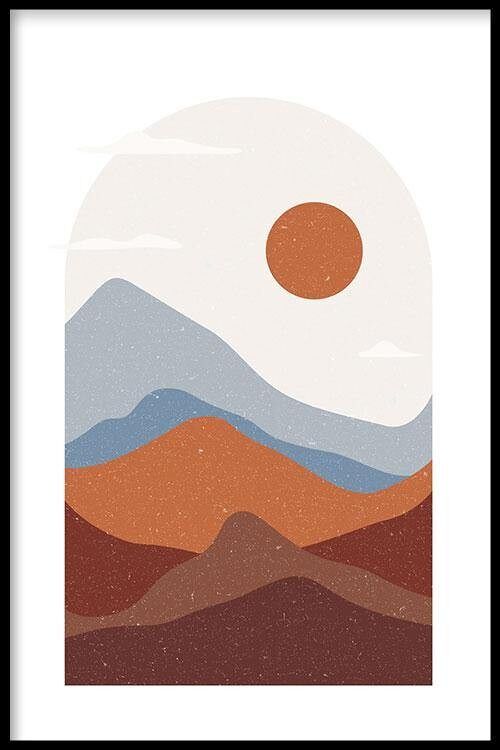 Walljar - Orange Desert - Poster met lijst / 40 x 60 cm