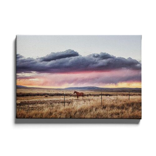 Walljar - Paard Bij Zonsondergang - Canvas / 30 x 45 cm