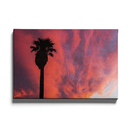 Walljar - Palmbomen en Roze Wolken - Canvas / 120 x 180 cm