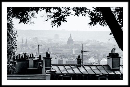Walljar - Paris City View - Poster met lijst / 30 x 45 cm