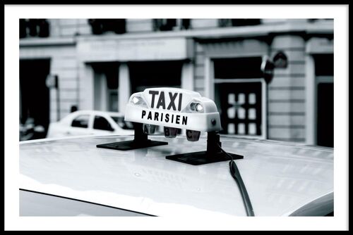 Walljar - Parisian Taxi - Poster met lijst / 30 x 45 cm