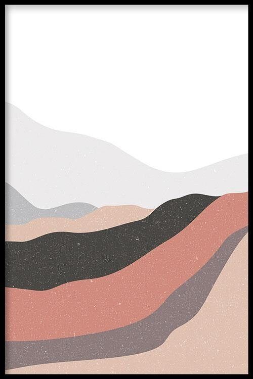Walljar - Pink Desert Mountains - Poster met lijst / 40 x 60 cm