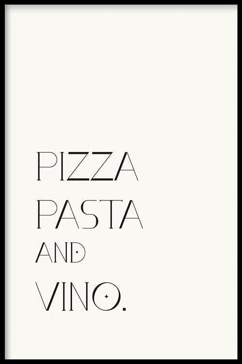 Walljar - Pizza Pasta And Vino - Poster met lijst / 30 x 45 cm