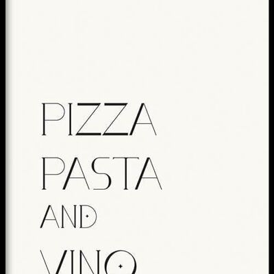 Walljar - Pizza Pasta And Vino - Poster con cornice / 30 x 45 cm