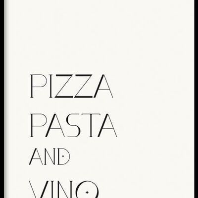 Walljar - Pizza Pasta And Vino - Poster with frame / 30 x 45 cm