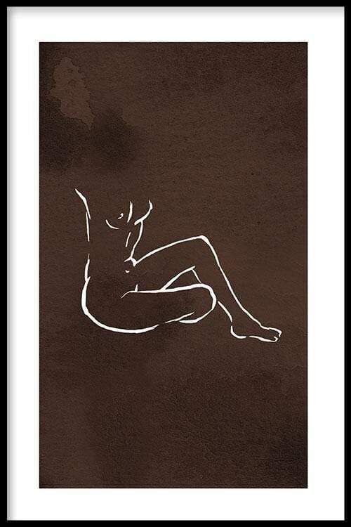 Walljar - Pose Line Art - Poster met lijst / 20 x 30 cm