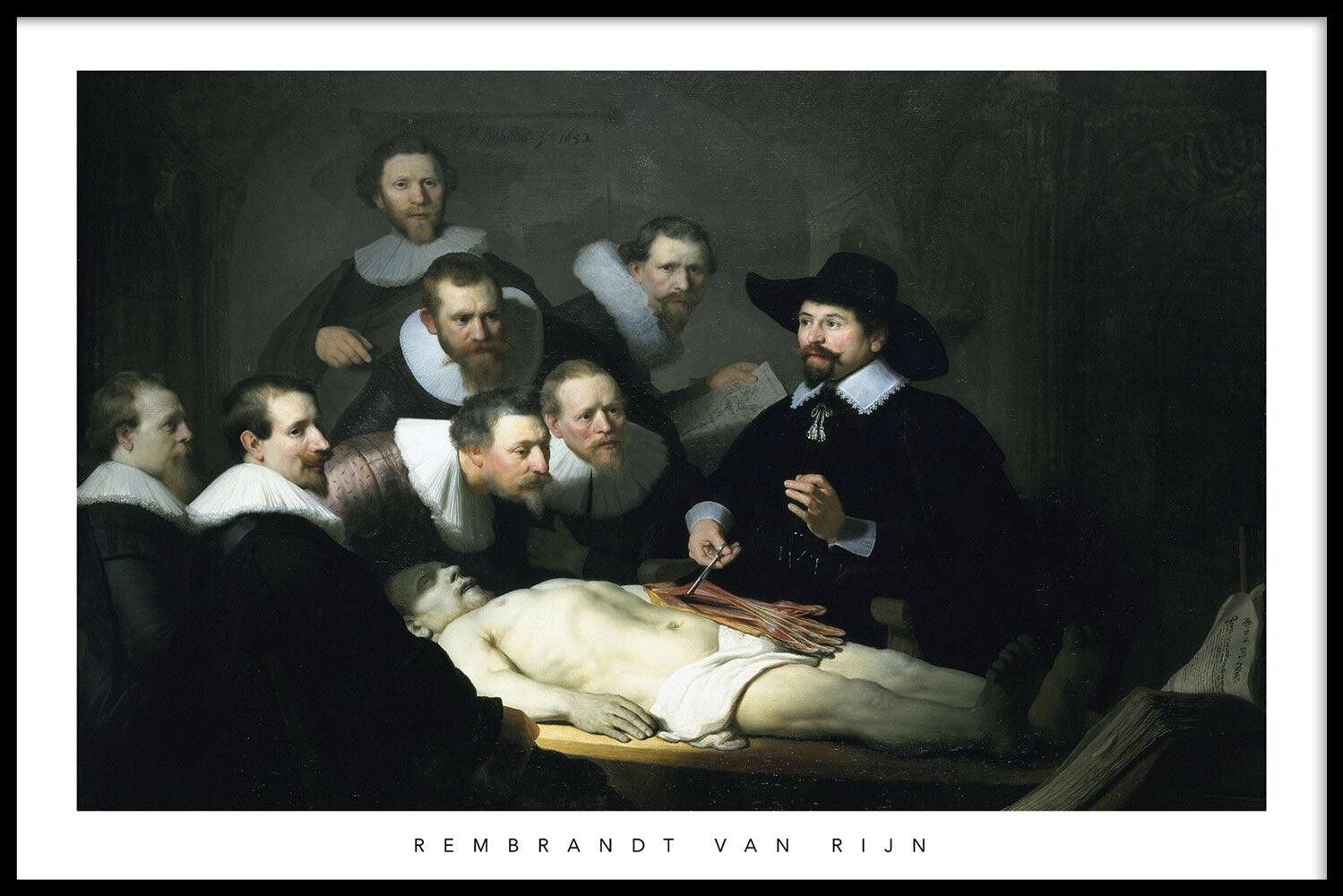 Walljar - Rembrandt van Rijn - The Anatomy Lesson - Poster mit Rahmen / 30 x 45