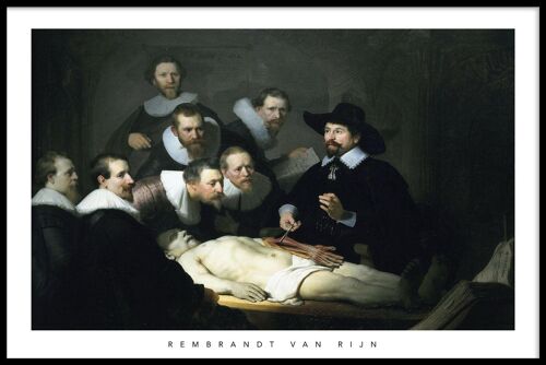 Walljar - Rembrandt van Rijn - De Anatomische Les - Poster met lijst / 30 x 45