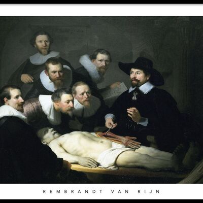 Walljar - Rembrandt van Rijn - De Anatomische Les - Poster met lijst / 30 x 45