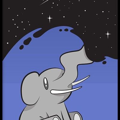 Walljar - Space Elephant - Poster mit Rahmen / 40 x 60 cm