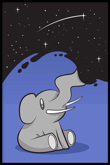 Walljar - Space Elephant - Affiche avec cadre / 40 x 60 cm 1
