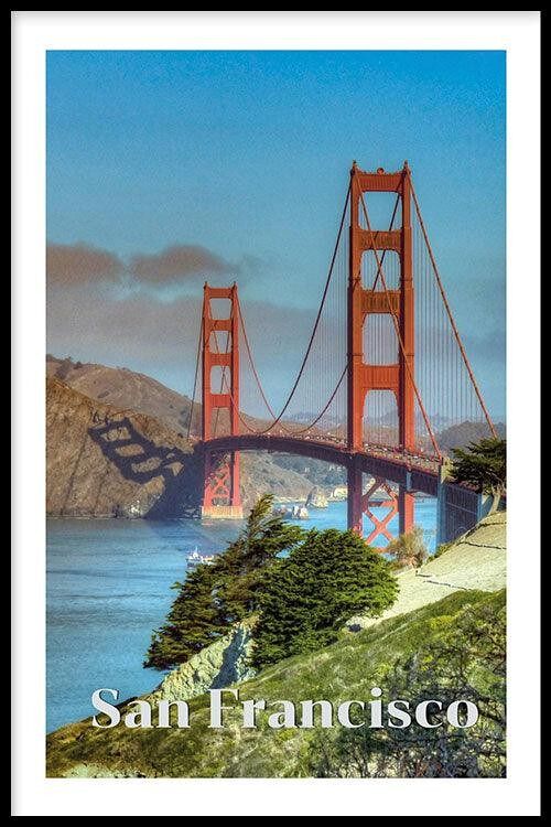 Walljar - San Fransisco Brug - Poster met lijst / 50 x 70 cm