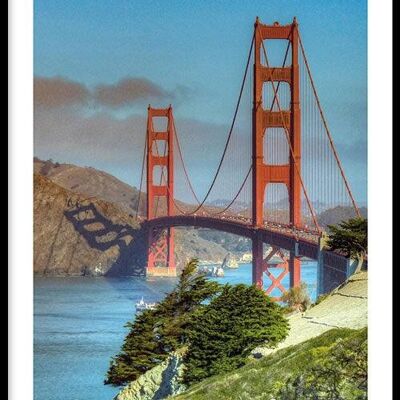 Walljar - San Francisco Bridge - Poster mit Rahmen / 50 x 70 cm