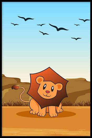 Walljar - Savannah Lion - Affiche avec cadre / 30 x 45 cm 1