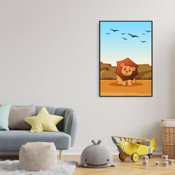 Walljar - Savannah Lion - Affiche avec cadre / 30 x 45 cm 3