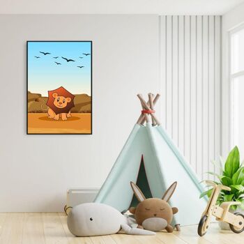 Walljar - Savannah Lion - Affiche avec cadre / 30 x 45 cm 4