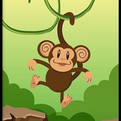 Walljar - Swinging Monkey - Affiche avec cadre / 20 x 30 cm