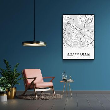 Walljar - City Map Amsterdam Centre - Blanc / Poster / 60 x 90 cm 3