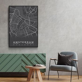 Walljar - City Map Amsterdam Centre - Blanc / Poster / 60 x 90 cm 4