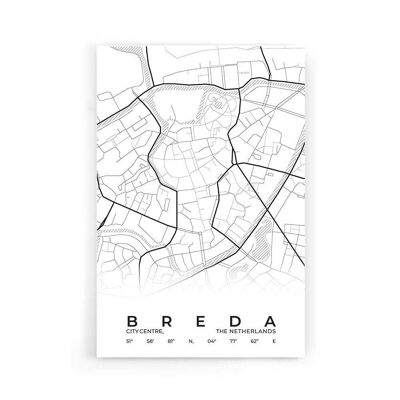 Walljar - Stadtplan Breda Zentrum - Weiß / Poster / 60 x 90 cm