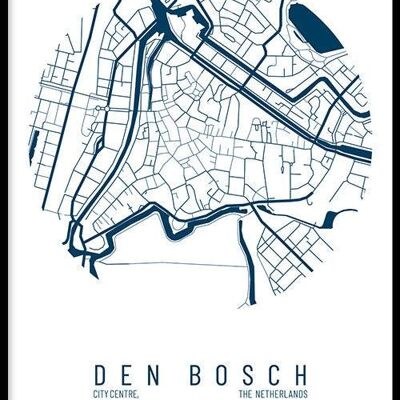 Walljar - Stadskaart Den Bosch Centrum IV - Wit / Poster met lijst / 60 x 90 cm