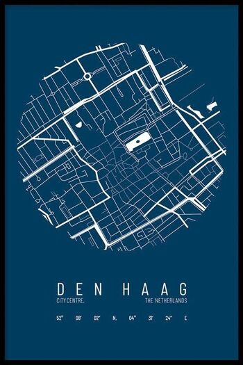 Walljar - Plan de la ville de La Haye Centre IV - Blanc / Affiche avec cadre / 60 x 90 cm 2