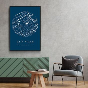 Walljar - Plan de la ville de La Haye Centre IV - Blanc / Affiche avec cadre / 60 x 90 cm 3