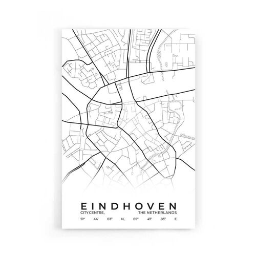 Walljar - Stadskaart Eindhoven Centrum - Wit / Poster / 60 x 90 cm