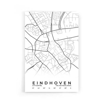 Walljar - City Map Eindhoven Centre - Blanc / Poster / 60 x 90 cm 1