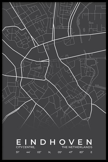Walljar - City Map Eindhoven Centre - Blanc / Poster / 60 x 90 cm 2