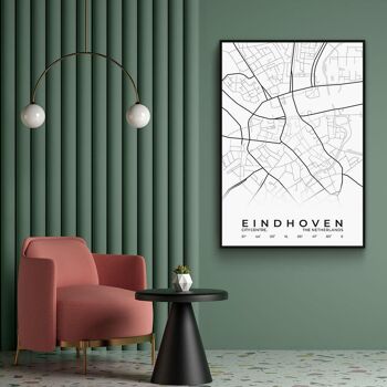 Walljar - City Map Eindhoven Centre - Blanc / Poster / 60 x 90 cm 3