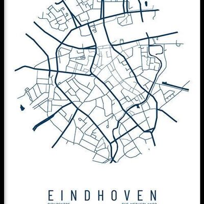 Walljar - City Map Eindhoven Centre IV - Blanc / Affiche avec cadre / 60 x 90 cm
