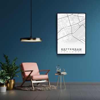 Walljar - City Map Rotterdam Centre - Blanc / Poster / 60 x 90 cm 4