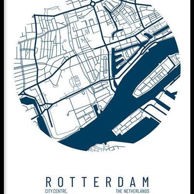 Walljar - Stadtplan Rotterdam Zentrum IV - Weiß / Poster mit Rahmen / 60 x 90 cm