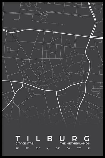 Walljar - City Map Tilburg Center - Blanc / Poster / 60 x 90 cm 2