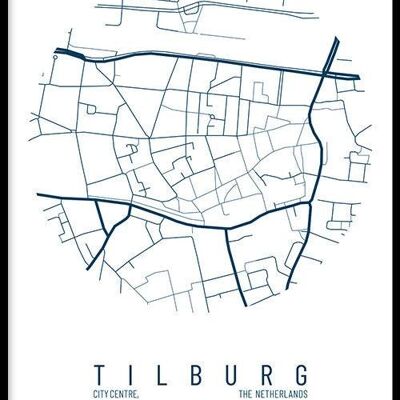 Walljar - Stadskaart Tilburg Centrum IV - Wit / Poster met lijst / 60 x 90 cm