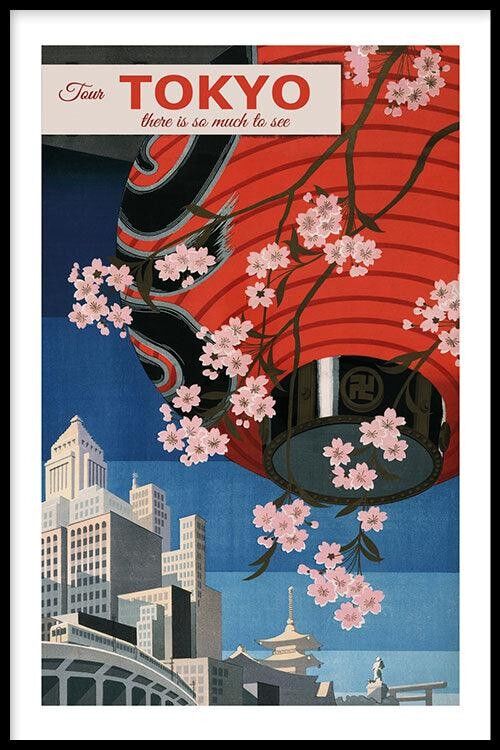 Walljar - Tokyo Lampion - Póster con marco / 50 x 70 cm