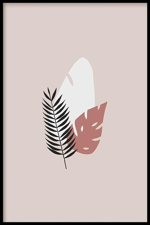 Walljar - Tropical Leaves Light - Poster met lijst / 40 x 60 cm